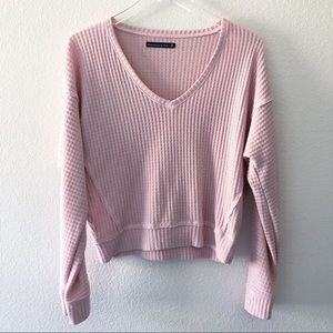Abercrombie light pink waffle knit cropped sweater